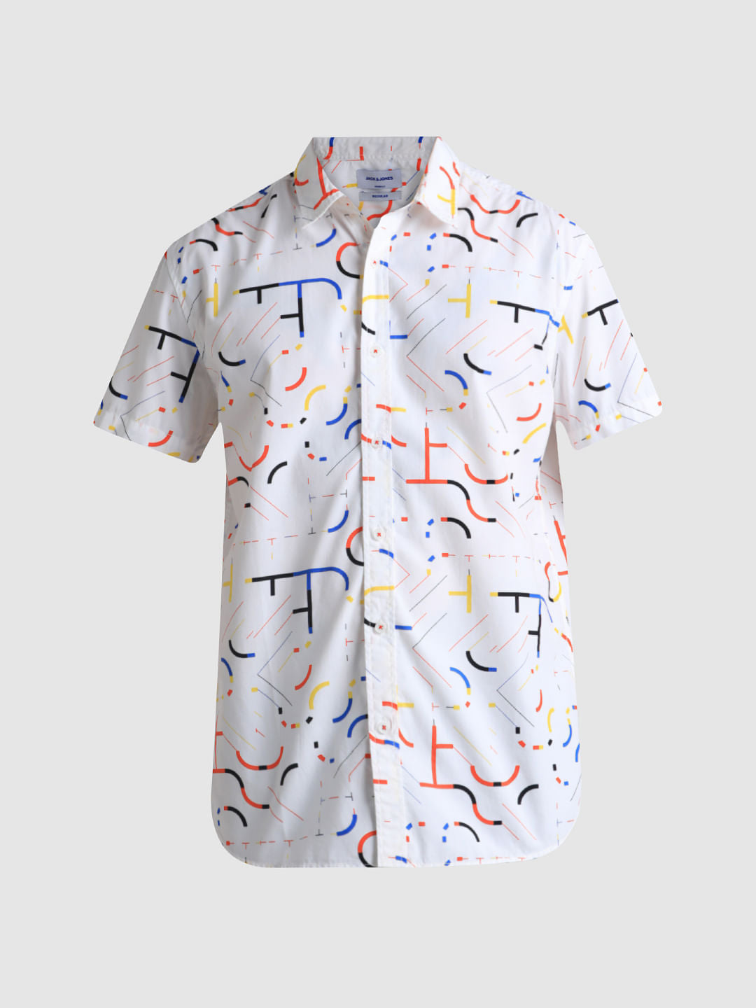 URBAN RACERS by JACK&JONES WHITE PRINTED SHORT SLEEVES SHIRT