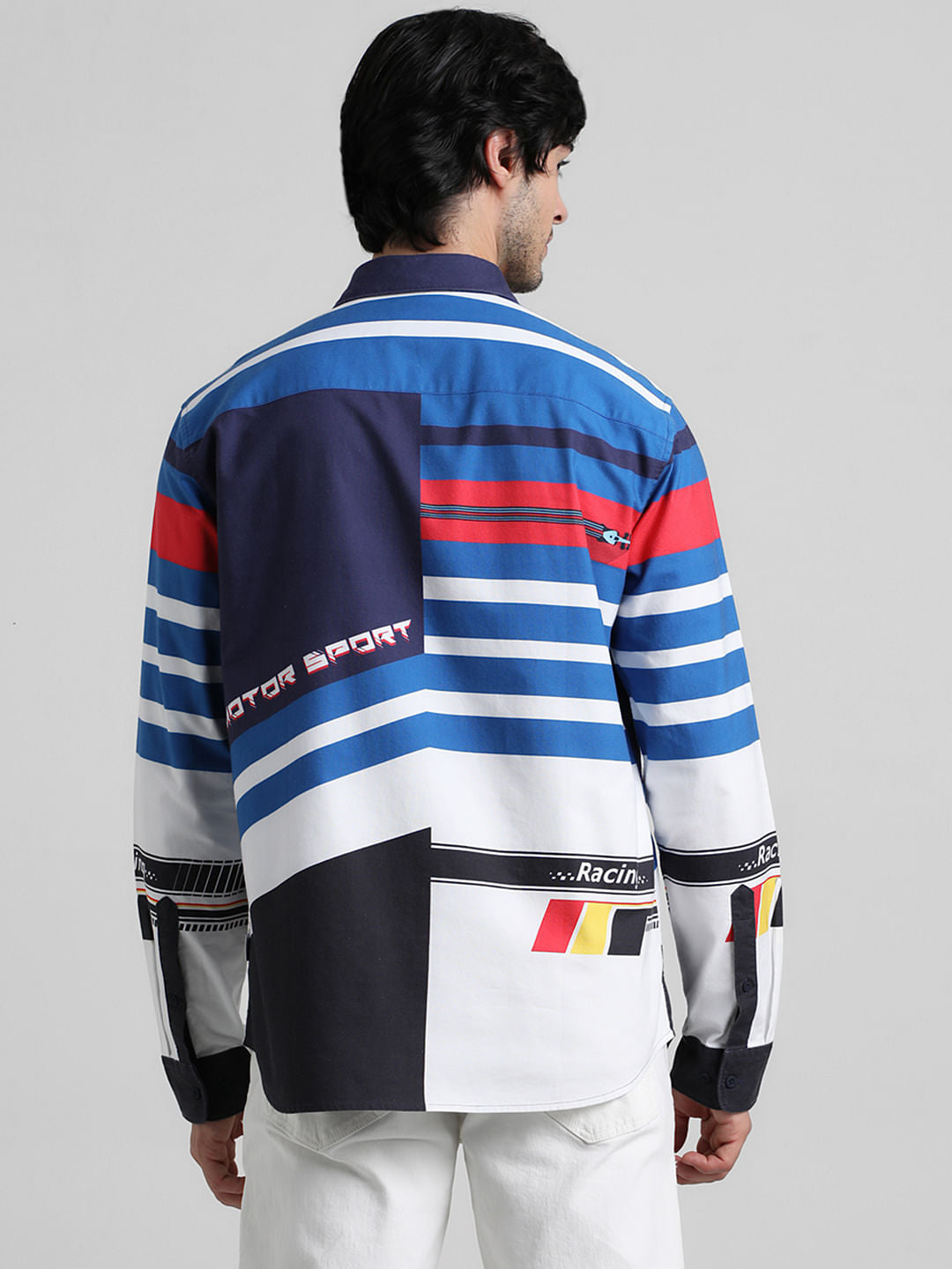 Blue Racer Stripes Full Sleeves Shirt