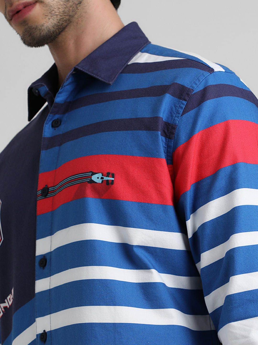 Blue Racer Stripes Full Sleeves Shirt