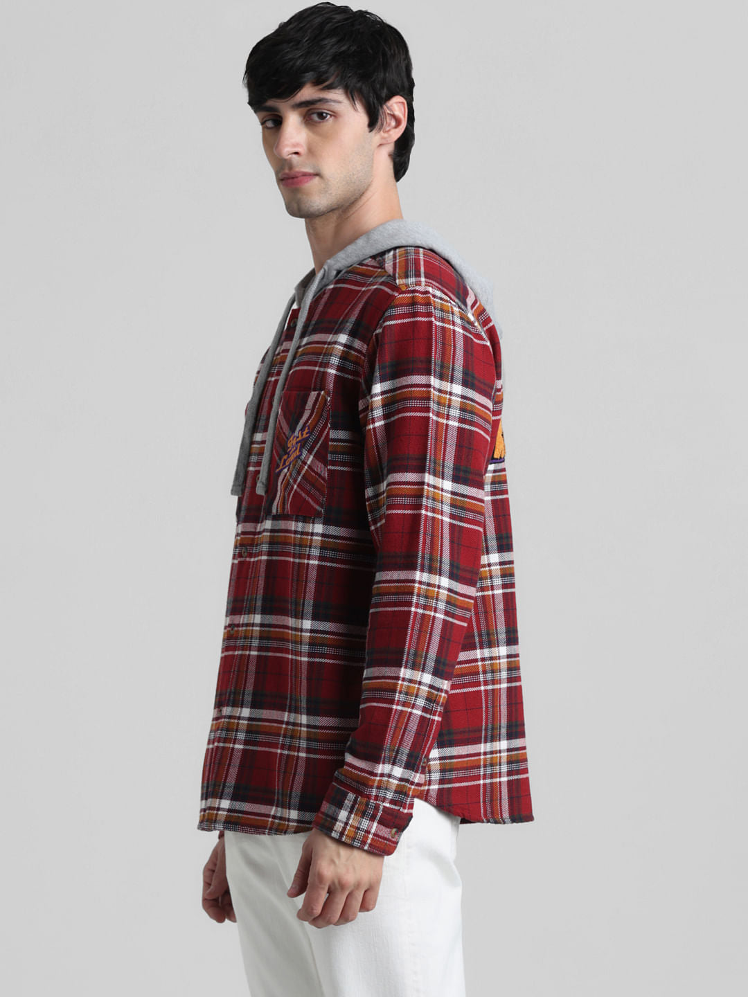 URBAN RACERS by Jack&Jones Red Check Oversized Hooded Shirt