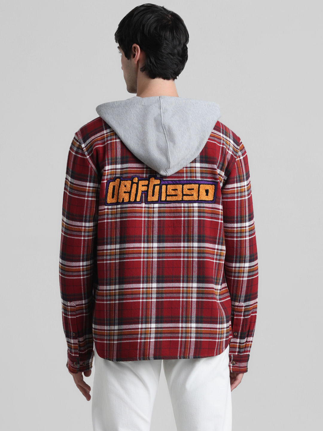 URBAN RACERS by Jack&Jones Red Check Oversized Hooded Shirt