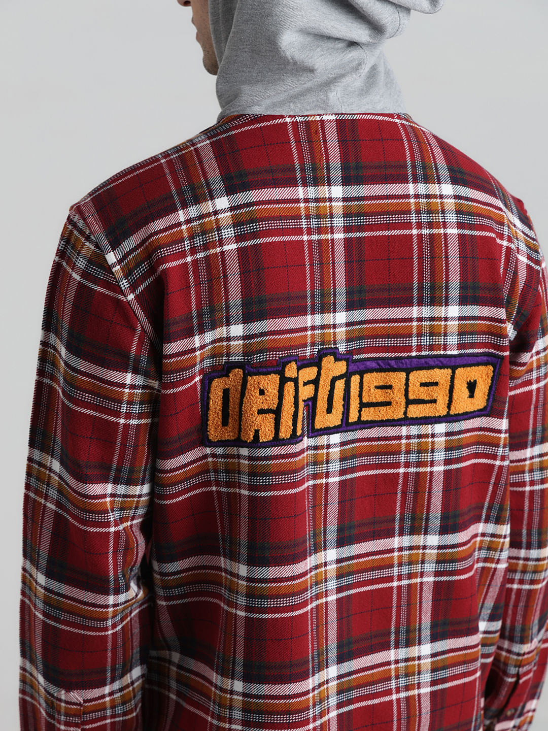 URBAN RACERS by Jack&Jones Red Check Oversized Hooded Shirt