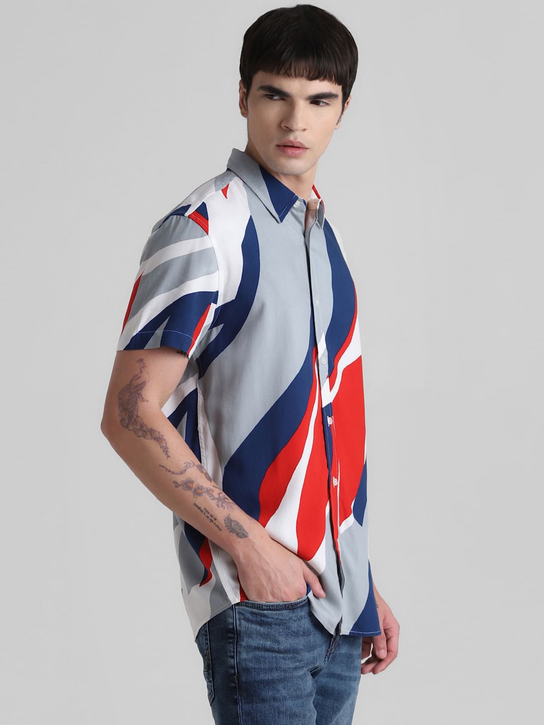 URBAN RACERS by JACK&JONES GREY COLOURBLOCKED SHIRT