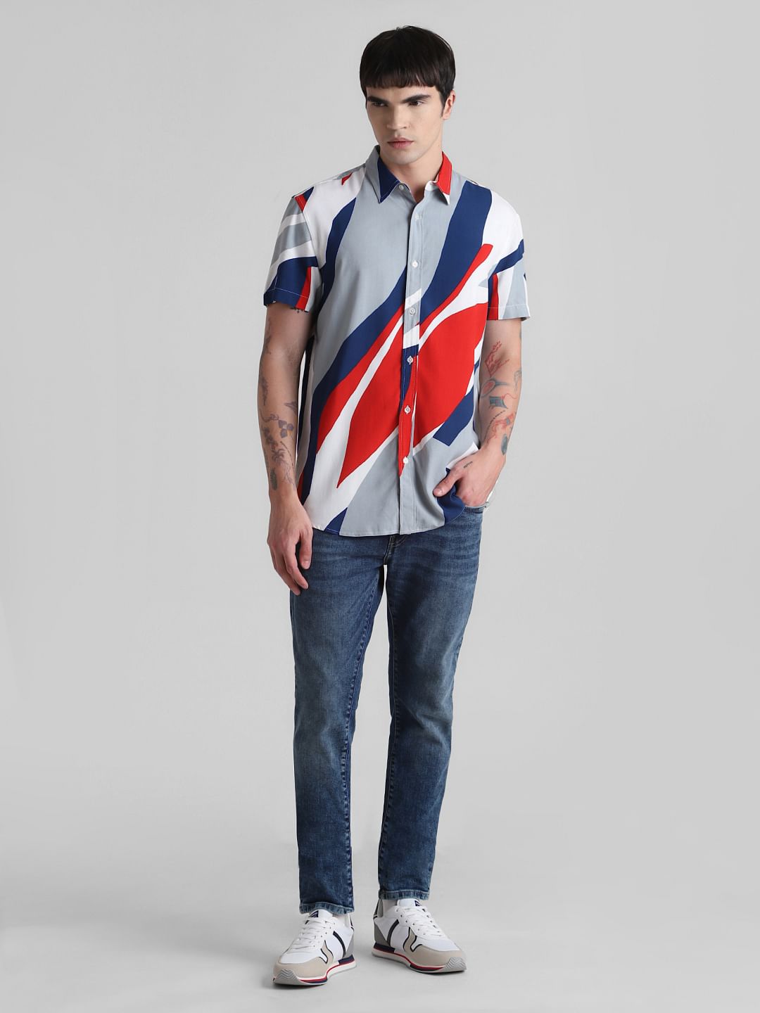 URBAN RACERS by JACK&JONES GREY COLOURBLOCKED SHIRT