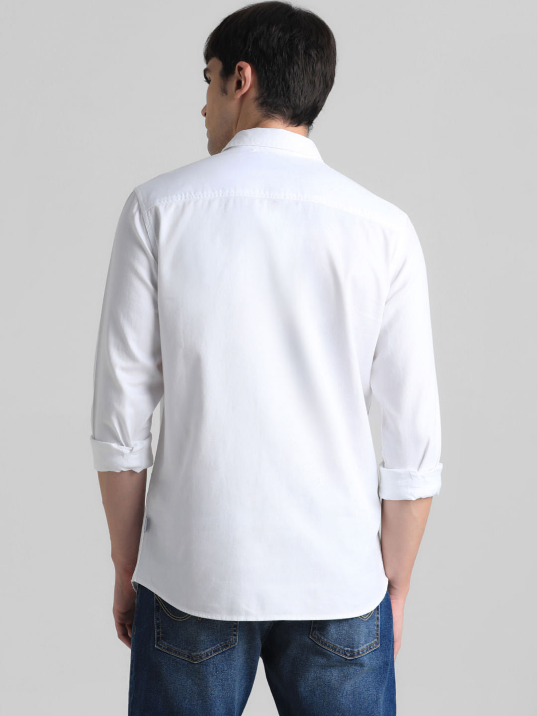 White Full Sleeves Solid Shirt