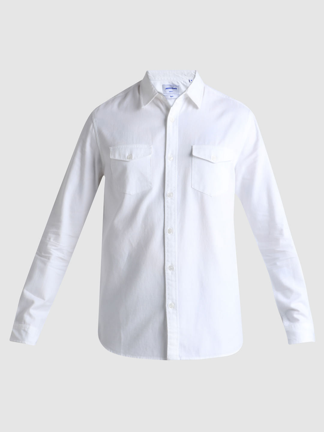 White Full Sleeves Solid Shirt