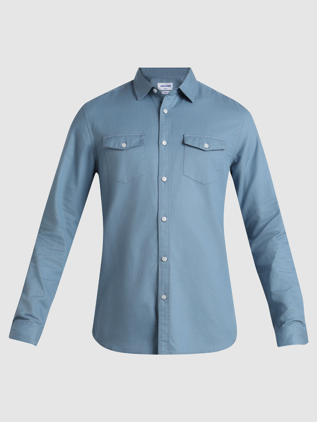 Blue Patch Pocket Slim Fit Shirt