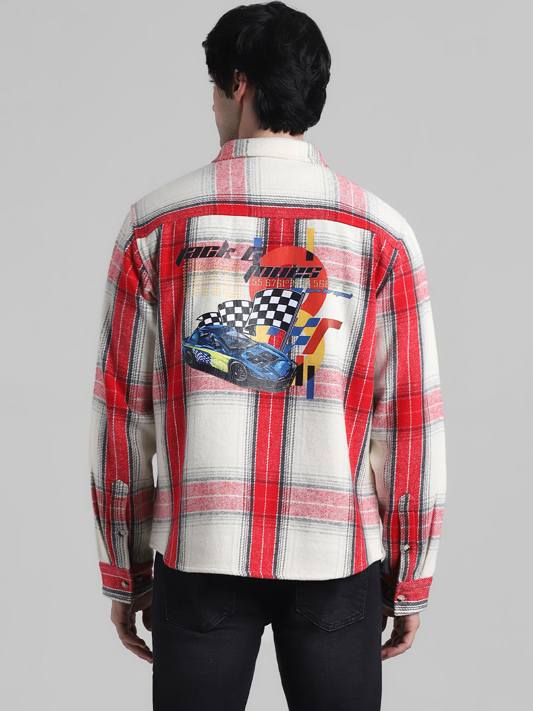 URBAN RACERS by Jack&Jones Red Check Zip-Up OVERSIZED Shirt