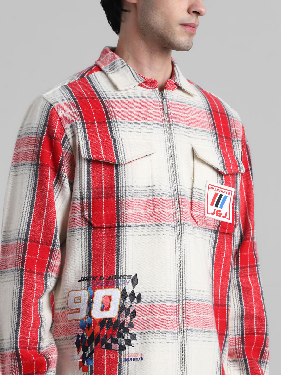 URBAN RACERS by Jack&Jones Red Check Zip-Up OVERSIZED Shirt