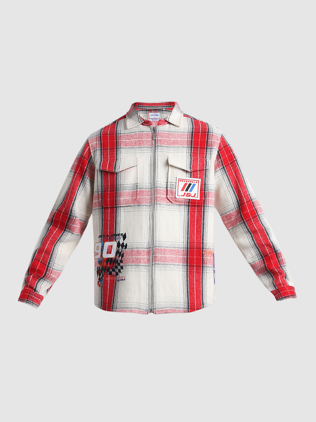 URBAN RACERS by Jack&Jones Red Check Zip-Up OVERSIZED Shirt