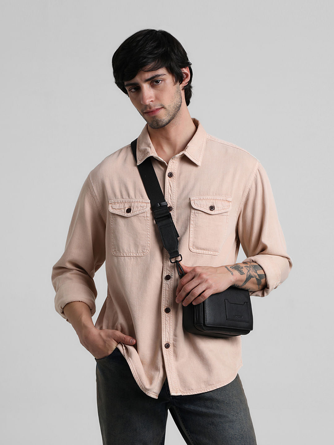 Pink Overdyed Oversized Shirt - S