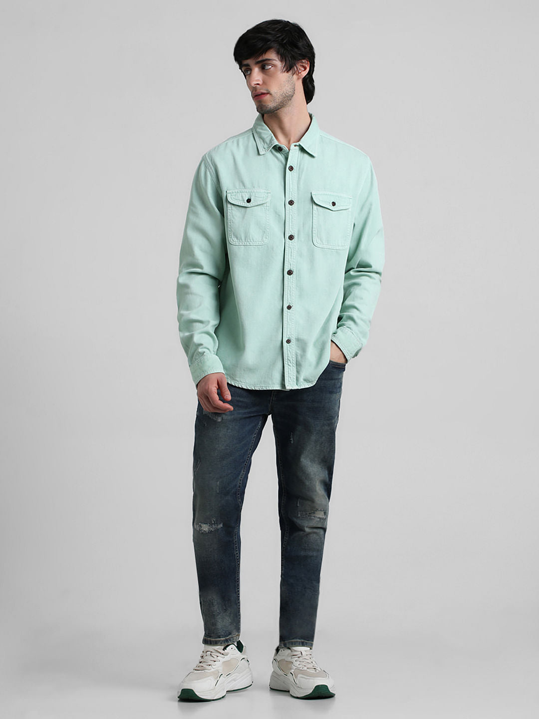 Green Overdyed Oversized Shirt