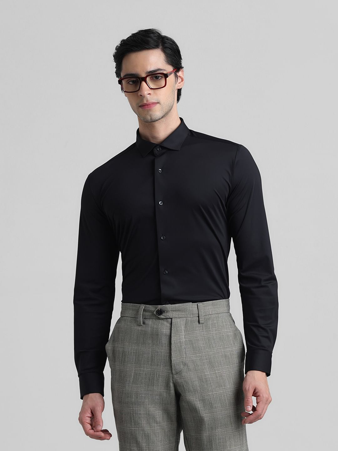 Black Slim Fit Formal Shirt - S