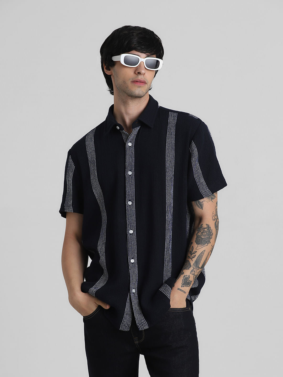 Blue Wolsey Striped Short Sleeves Shirt