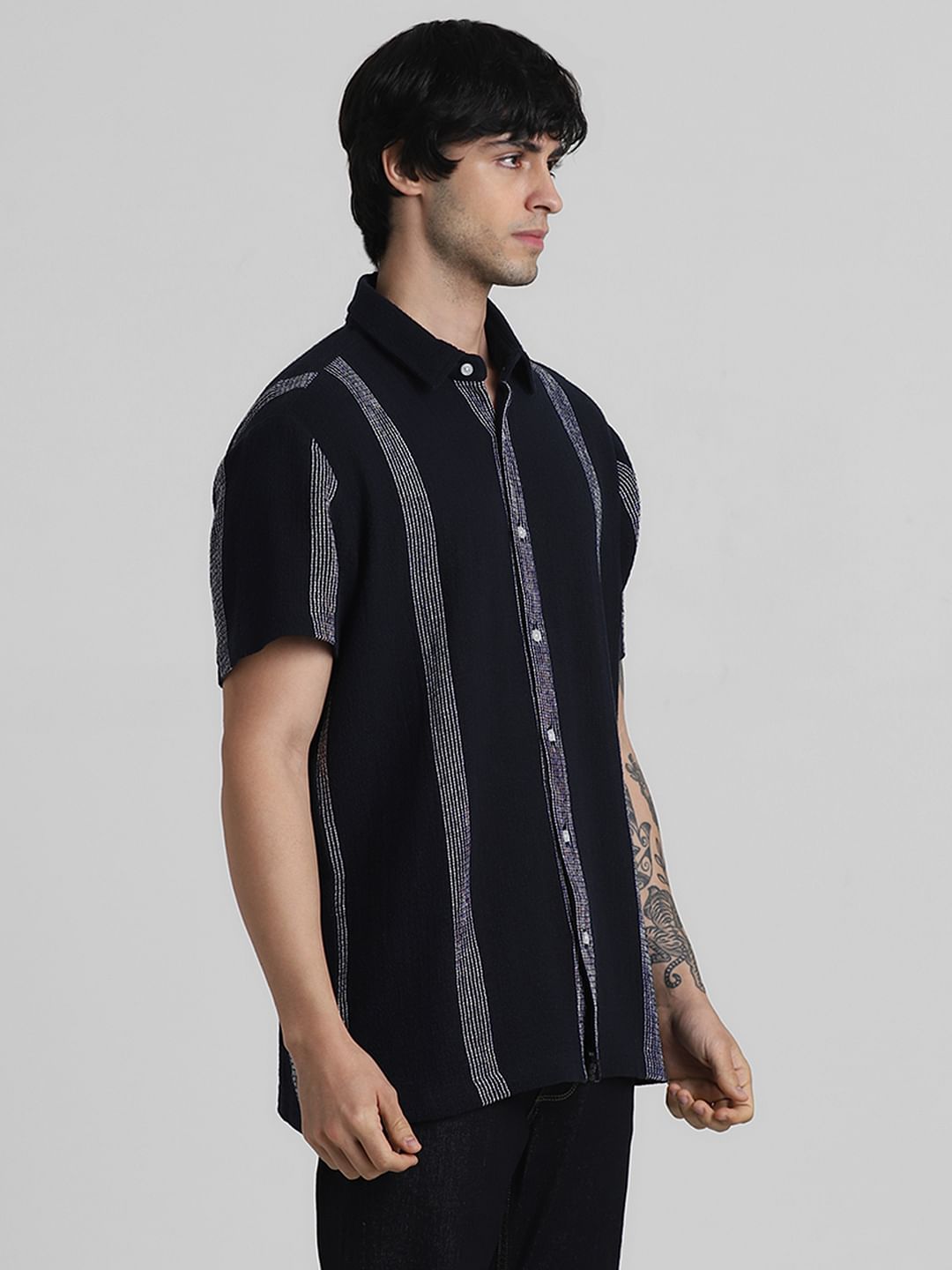 Blue Wolsey Striped Short Sleeves Shirt