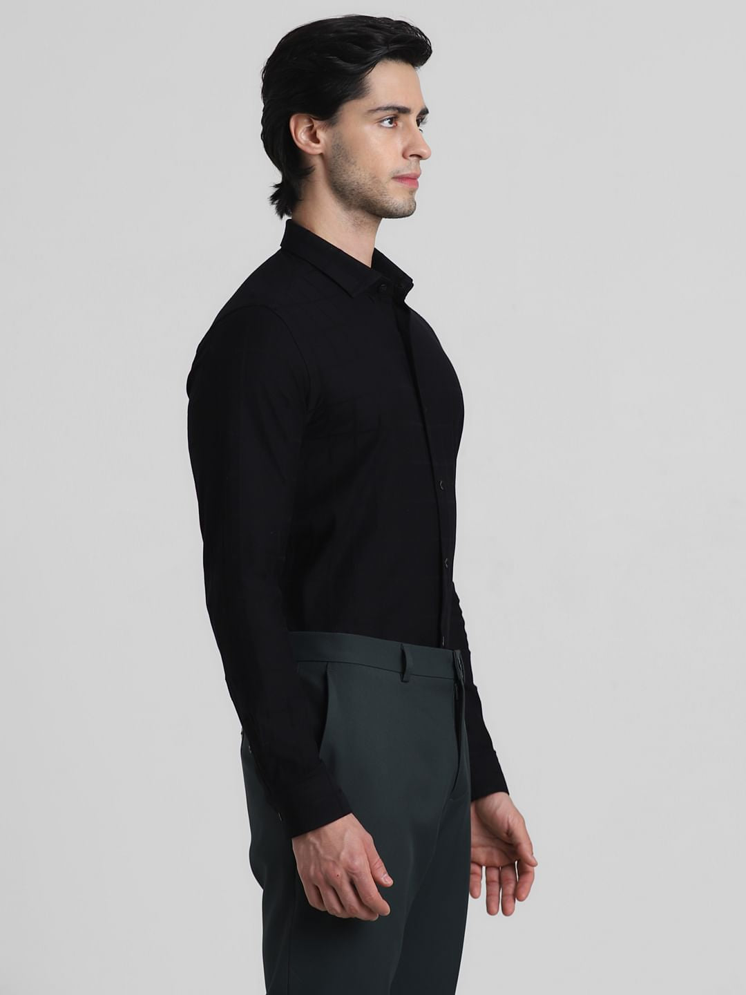 Black Knit Dobby Full Sleeves Shirt