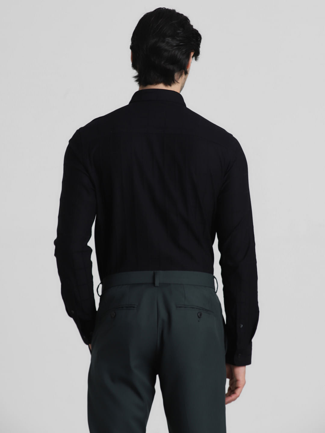 Black Knit Dobby Full Sleeves Shirt