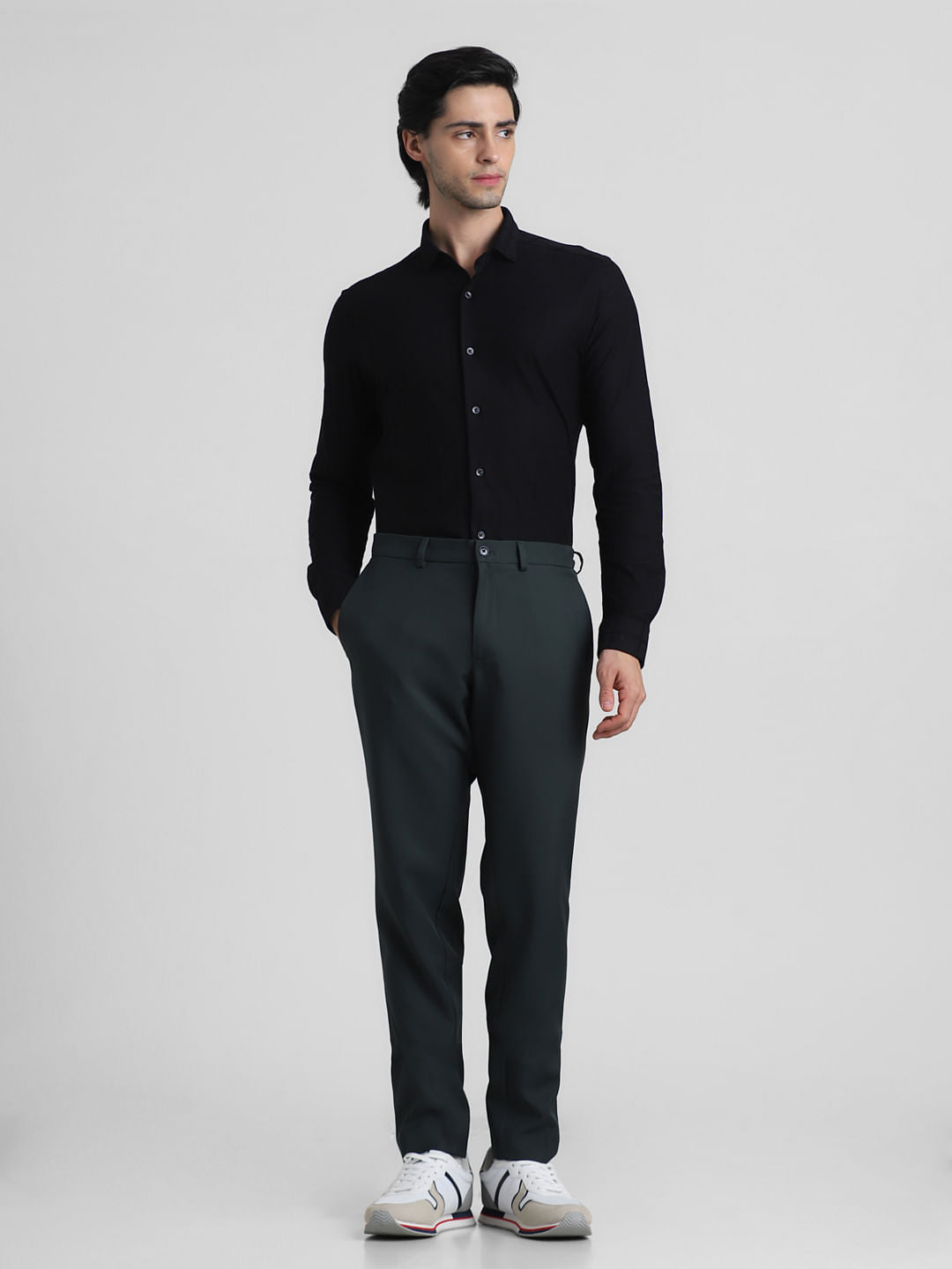 Black Knit Dobby Full Sleeves Shirt