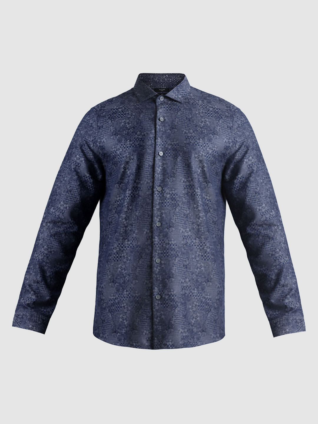 Blue Abstract Print Jacquard Shirt