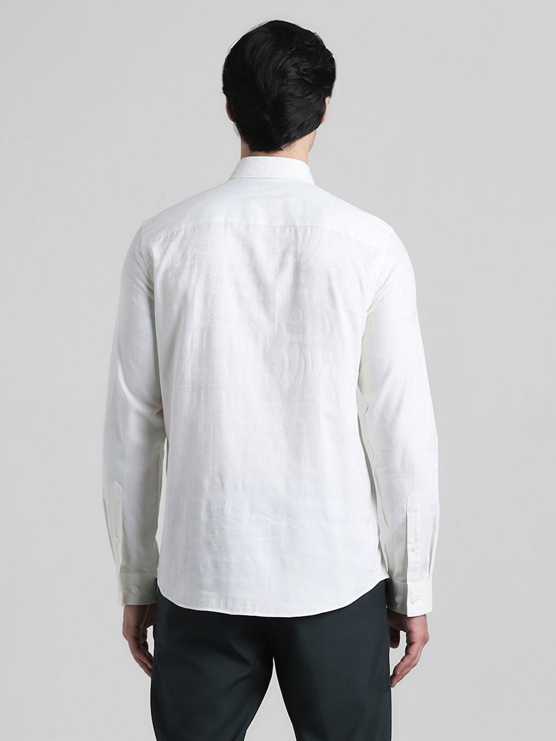 White Jacquard Slim Fit Shirt
