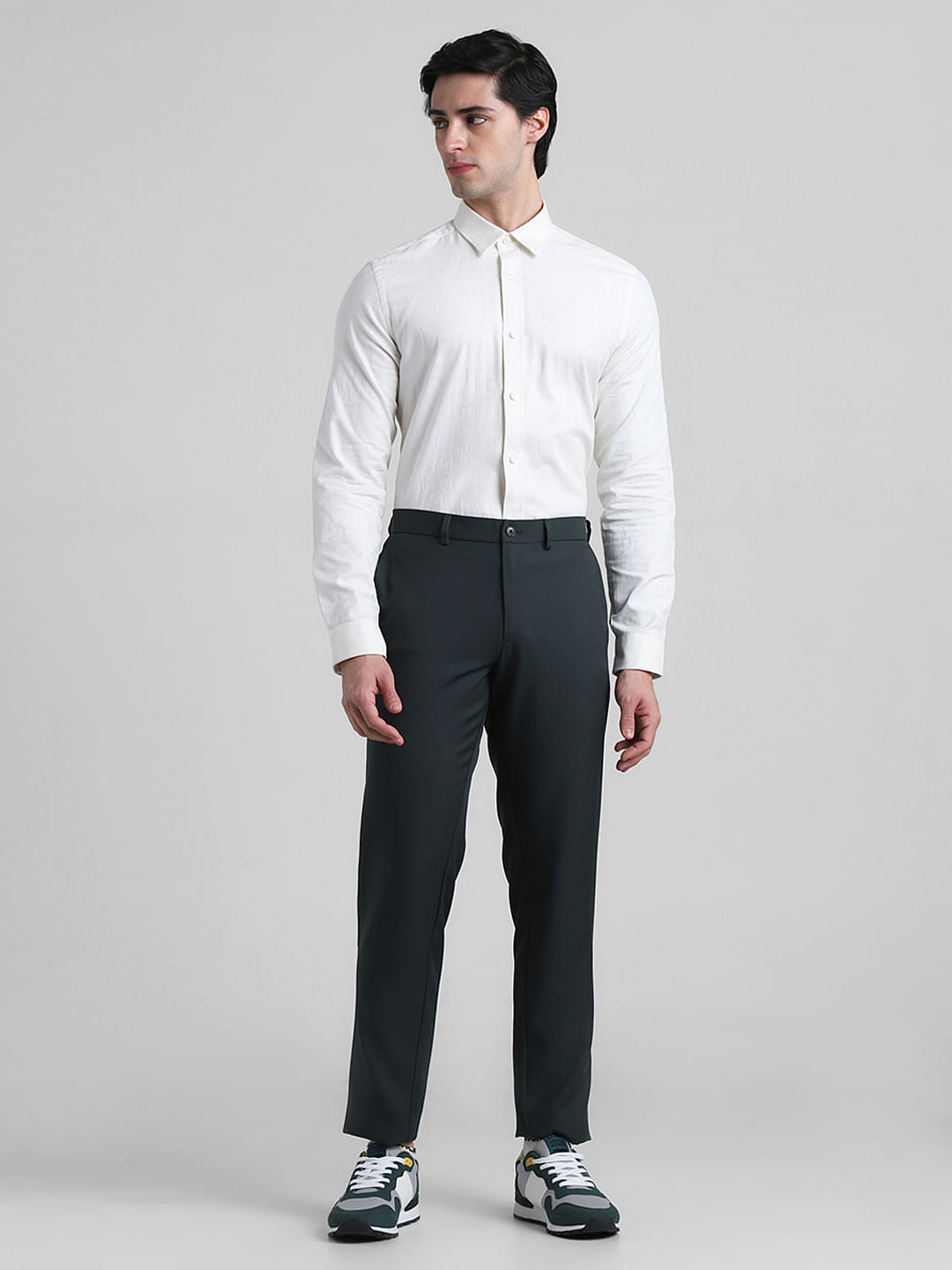 White Jacquard Slim Fit Shirt