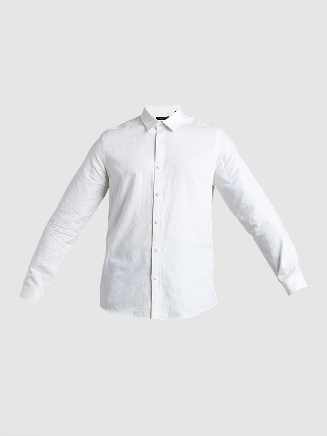 White Jacquard Slim Fit Shirt