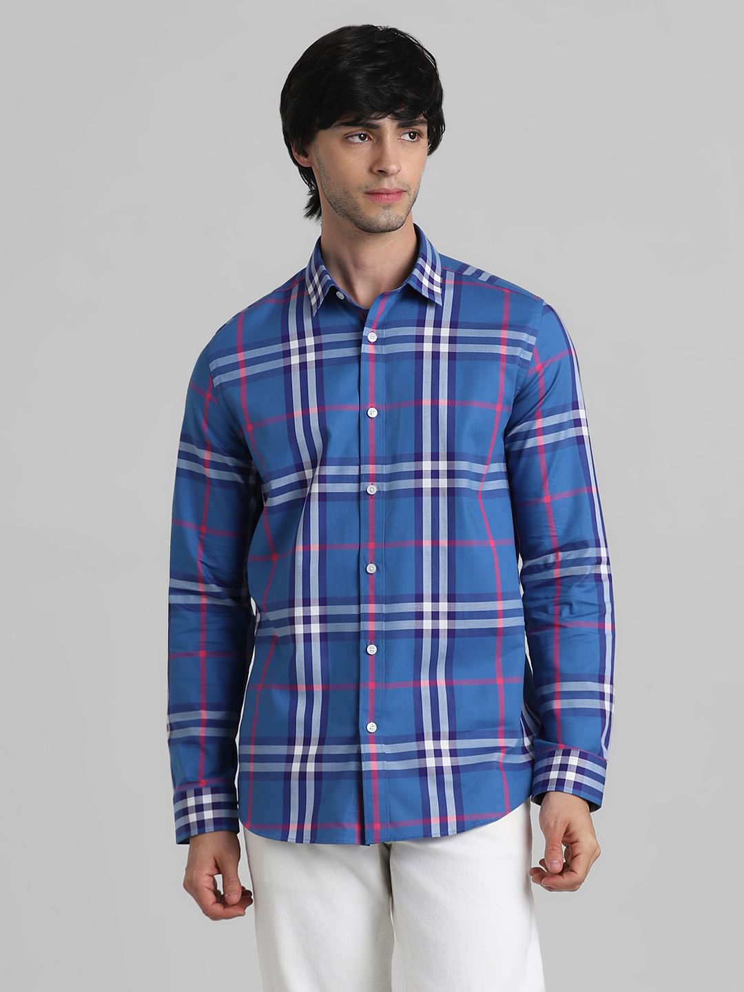 Blue Check Print Full Sleeves Shirt
