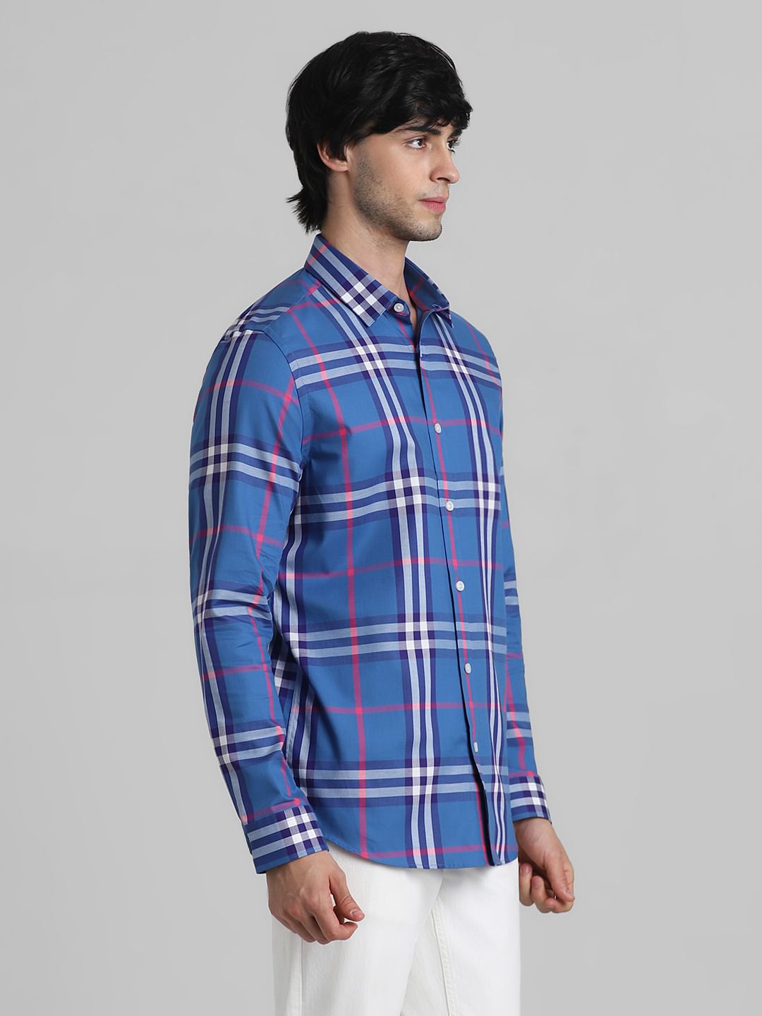 Blue Check Print Full Sleeves Shirt