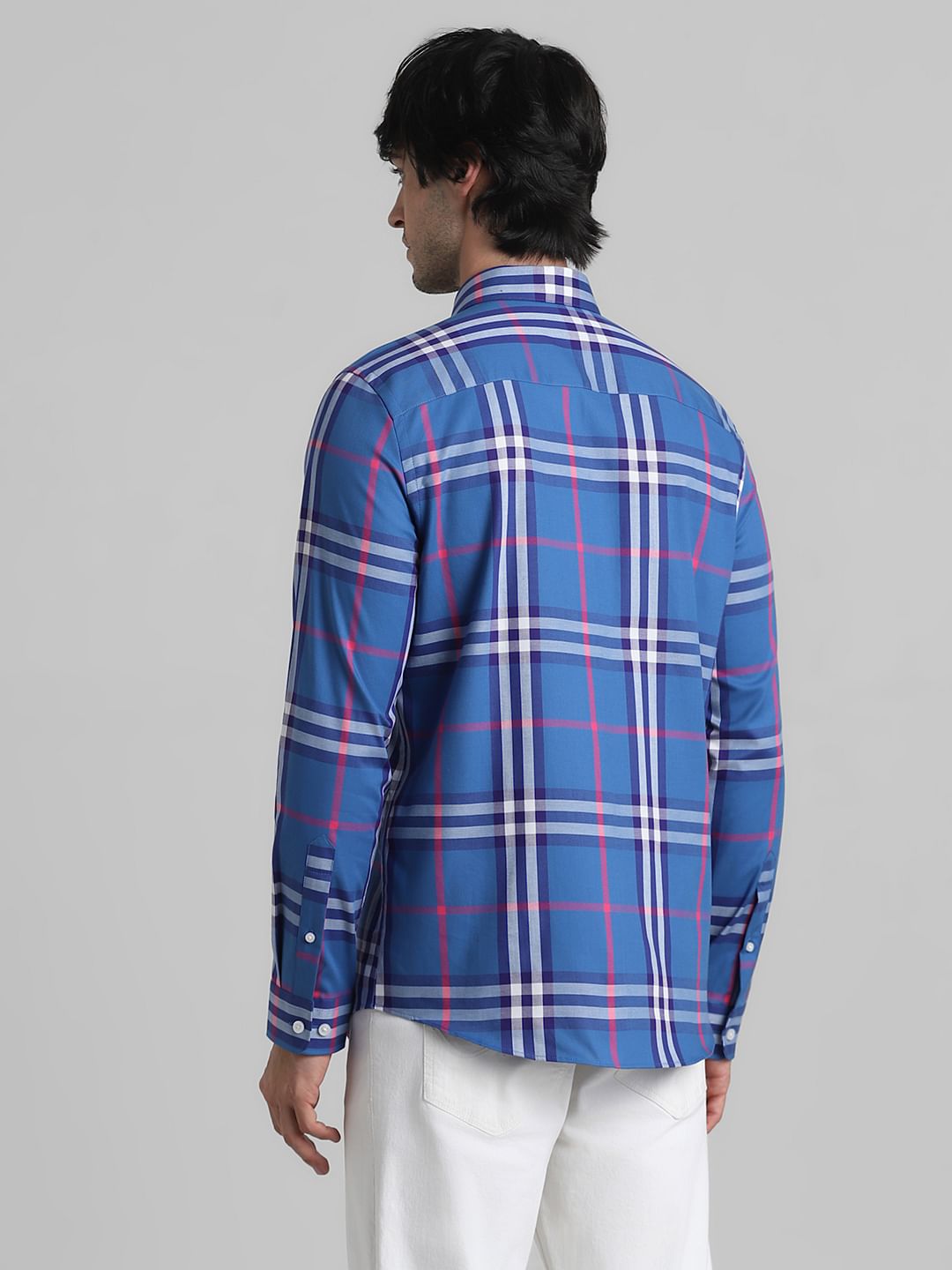 Blue Check Print Full Sleeves Shirt
