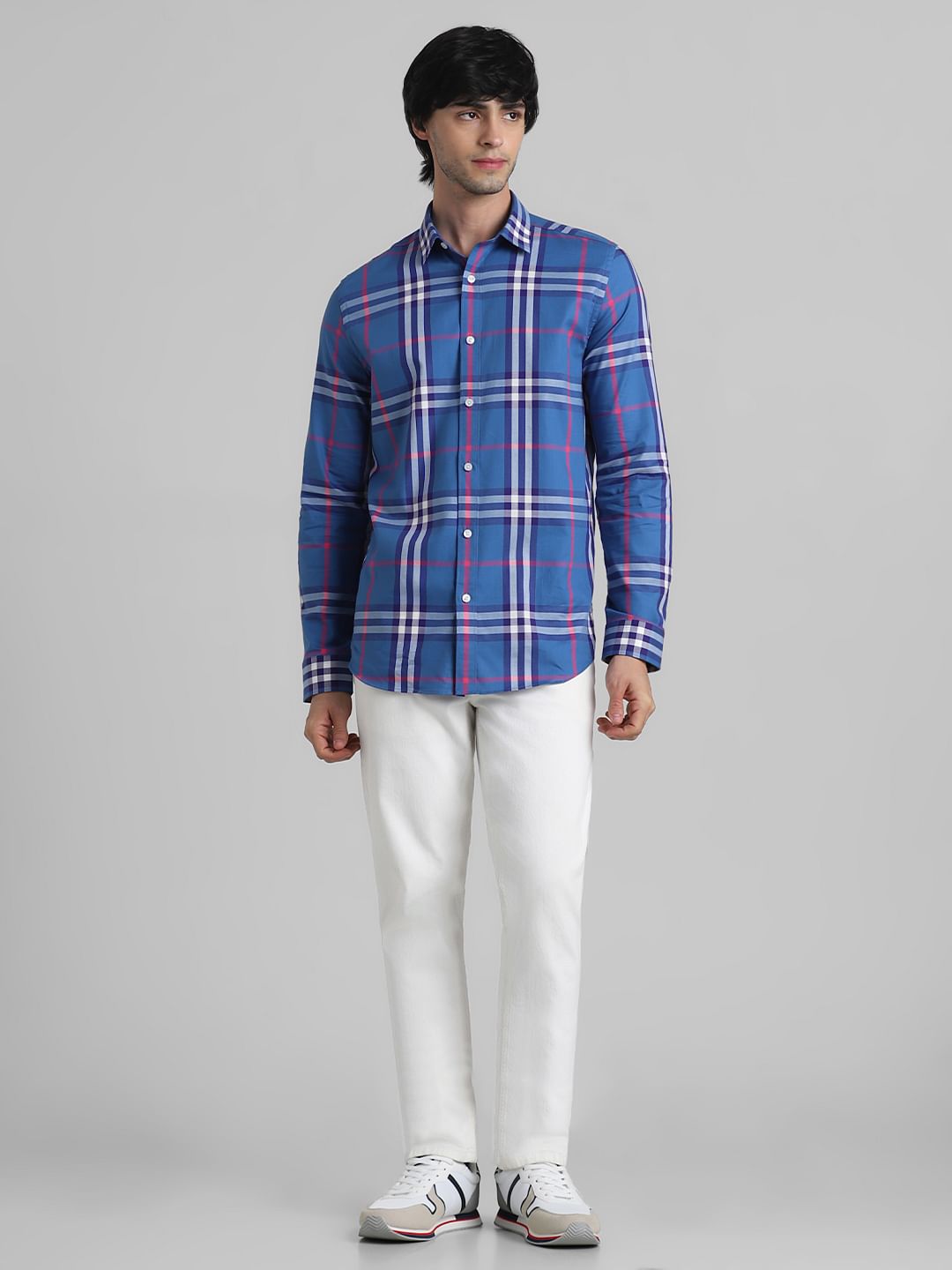 Blue Check Print Full Sleeves Shirt