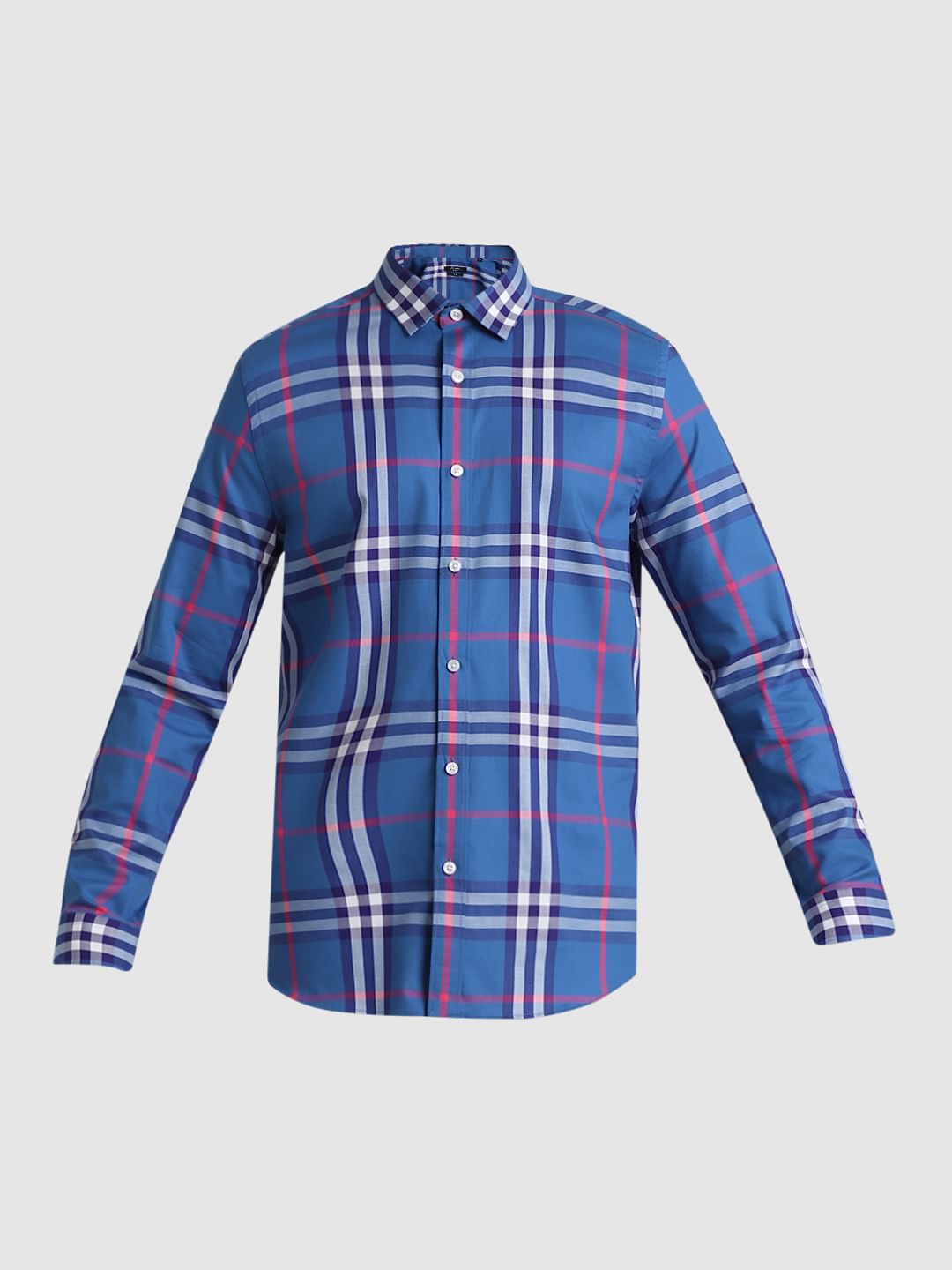 Blue Check Print Full Sleeves Shirt