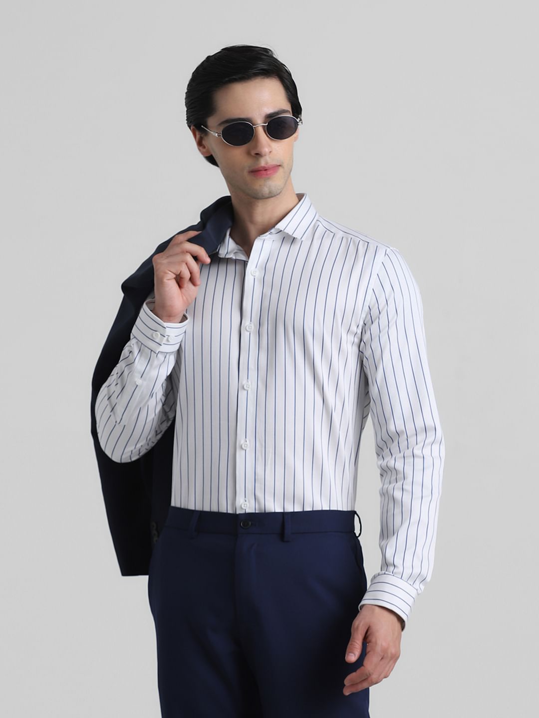 White Striped Formal Shirt - S