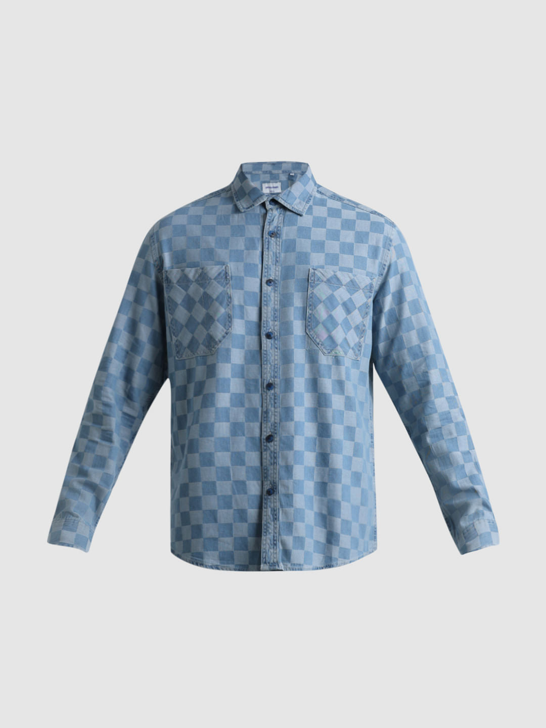 Blue Dobby Check Print Shirt