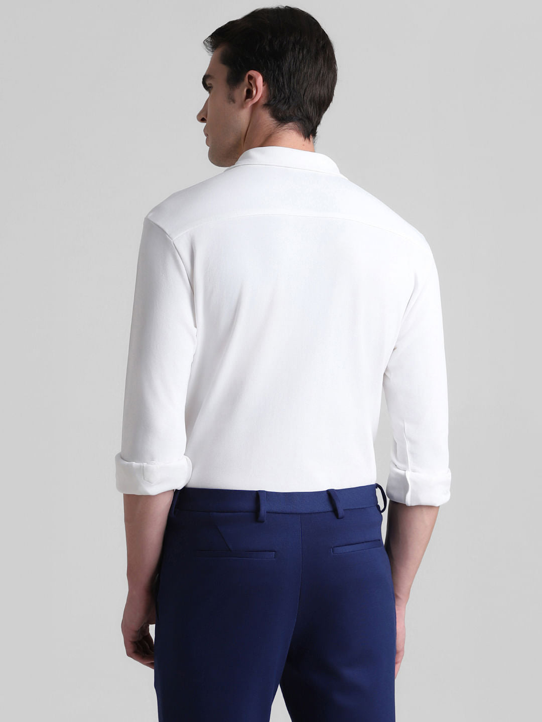 White Floral Full Sleeves Knitted Shirt