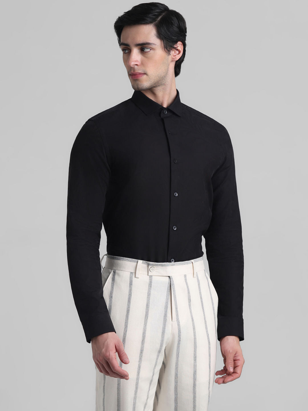 Black Jacquard Slim Fit Shirt