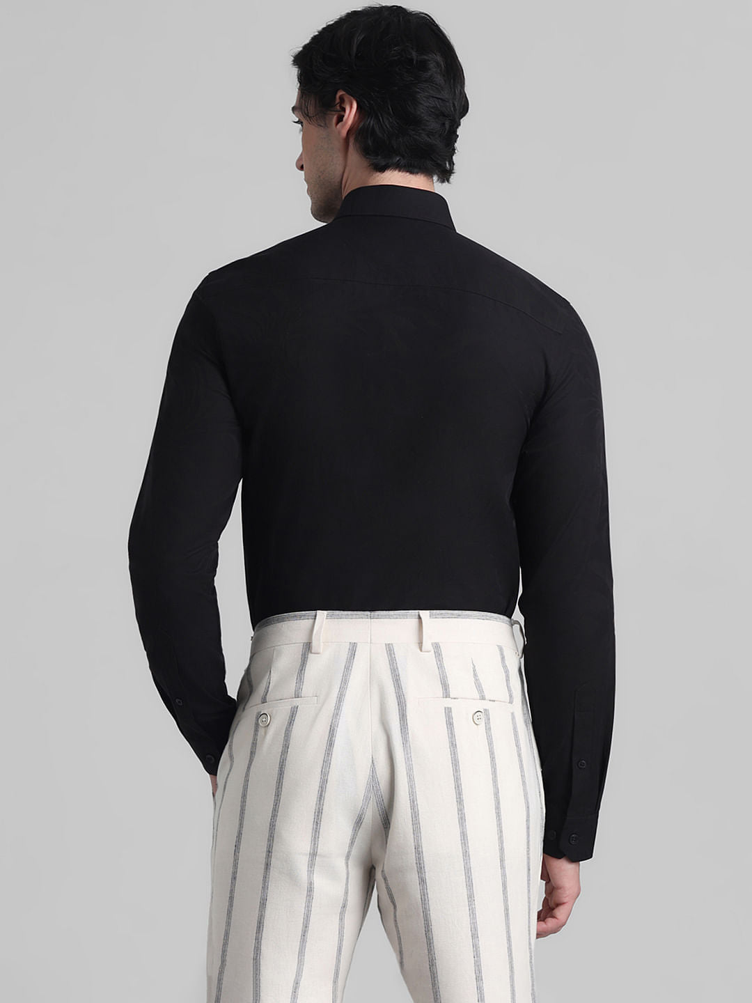 Black Jacquard Slim Fit Shirt