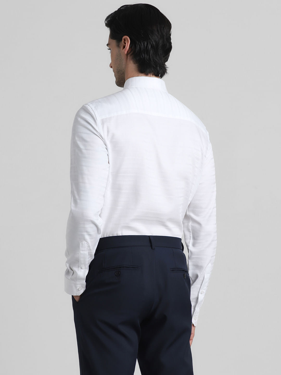 White Jacqaurd Full Sleeves Shirt