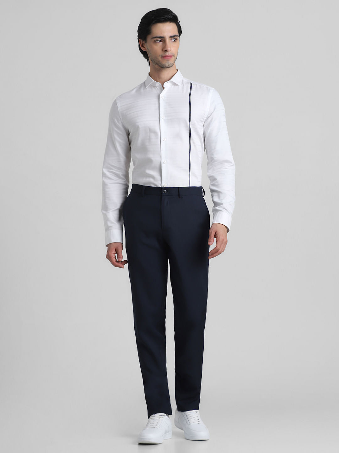 White Jacqaurd Full Sleeves Shirt