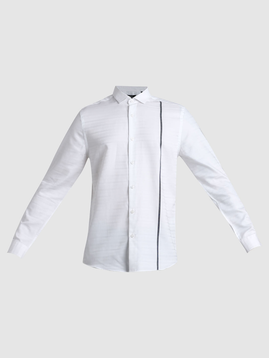 White Jacqaurd Full Sleeves Shirt