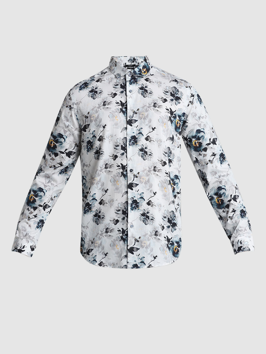 White Floral Full Sleeves Shirt