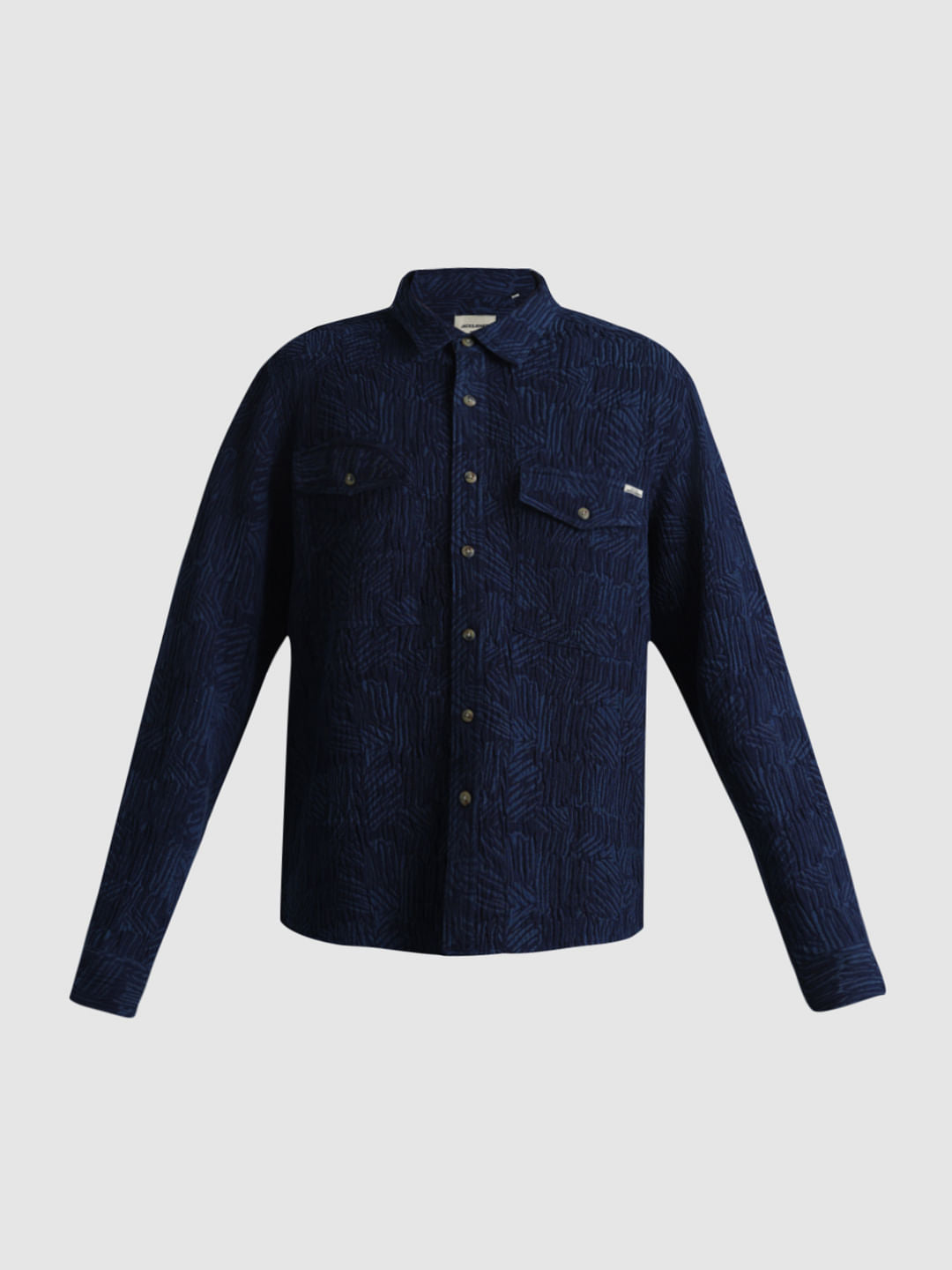 Dark Blue Indigo Dyed Jacquard Oversized Shirt