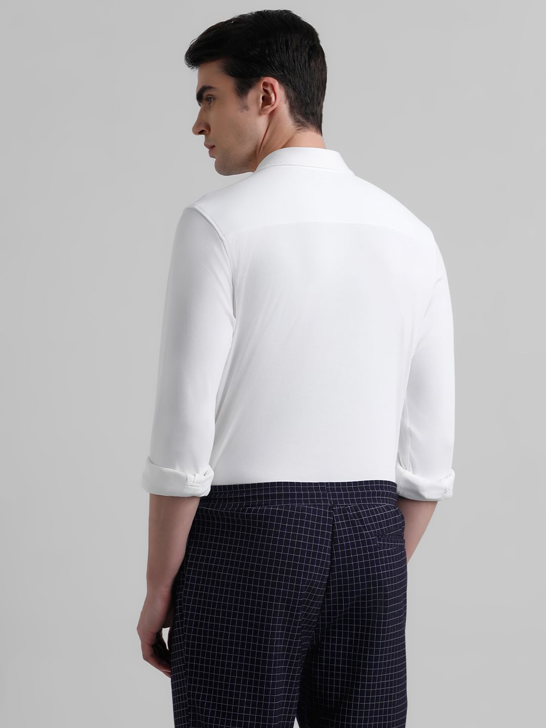 White Knitted Full Sleeves Shirt