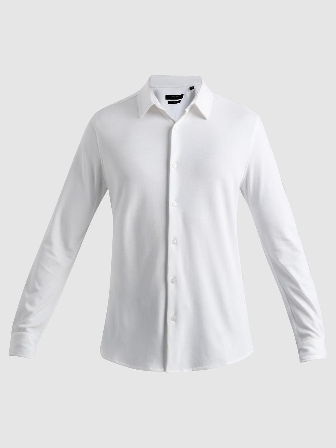 White Knitted Full Sleeves Shirt