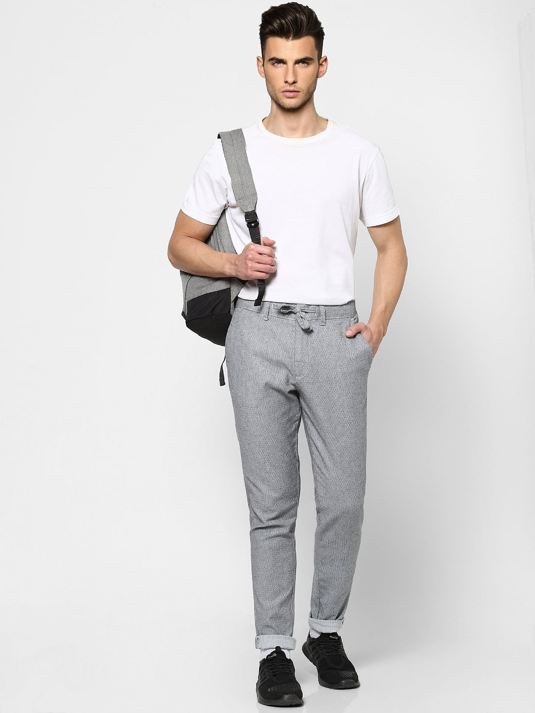 Blue Mid Rise Jacquard Pants - 28/30