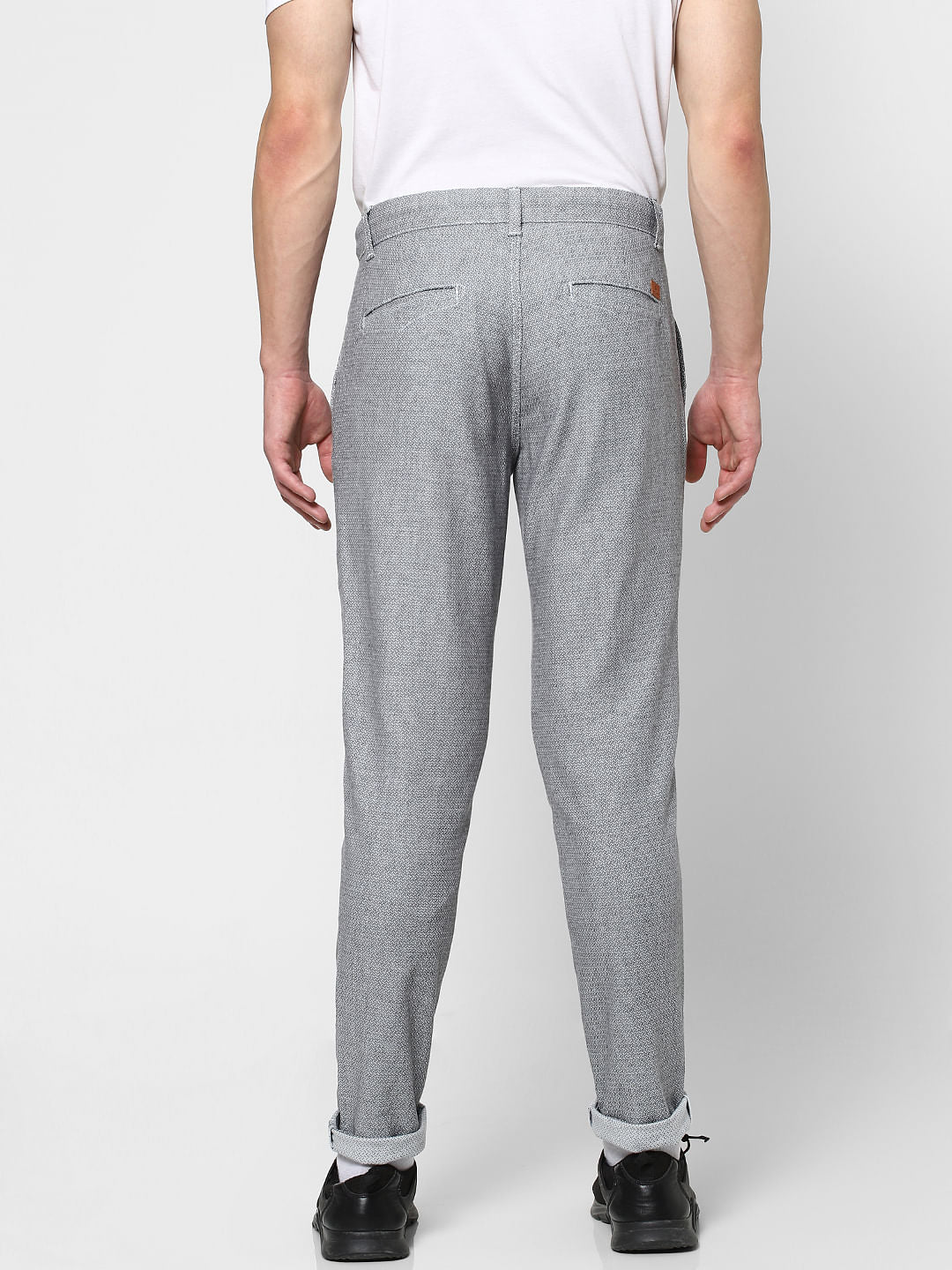 Blue Mid Rise Jacquard Pants