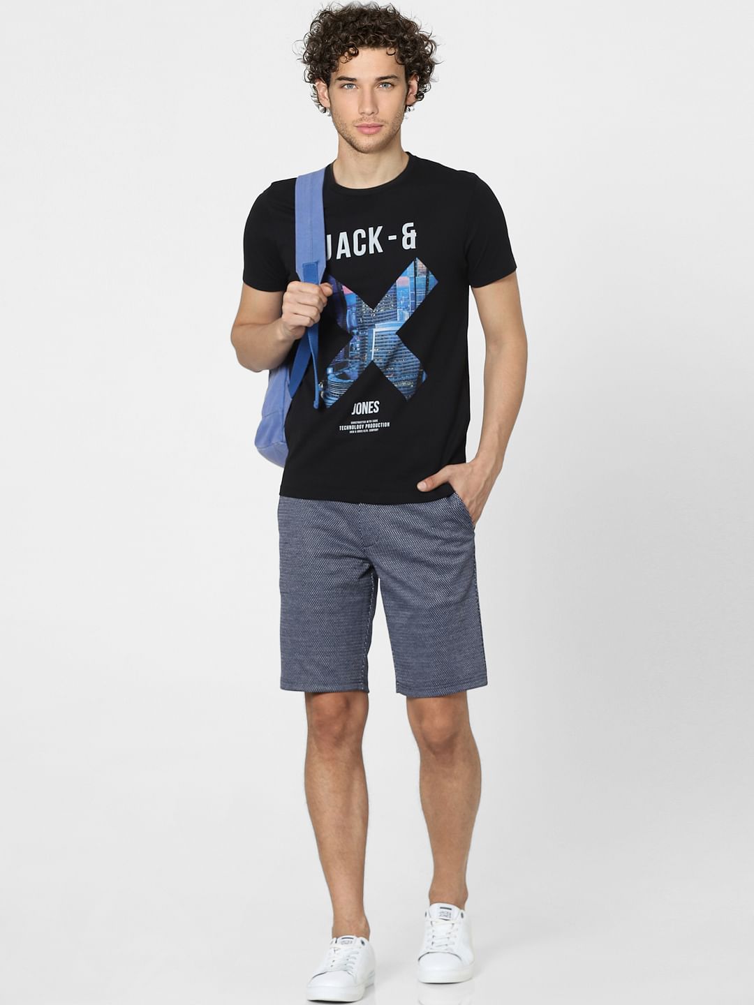 Blue Low Rise Textured Knit Shorts - S