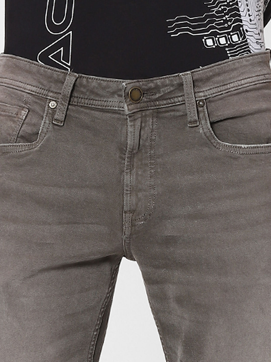 Grey Low Rise Denim Shorts