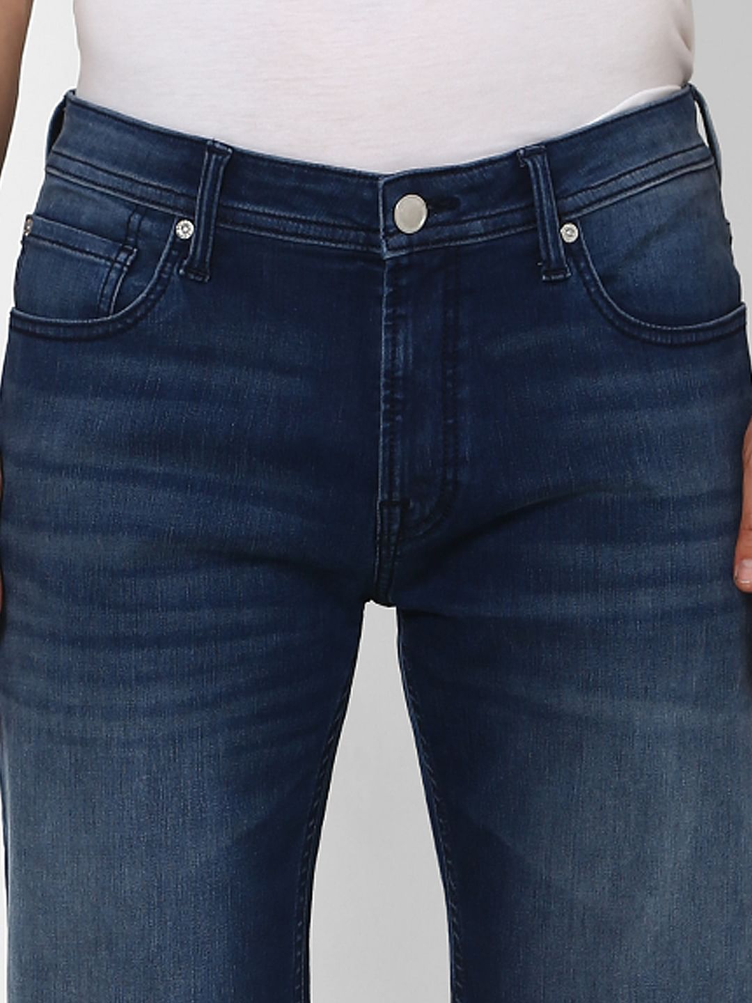 Blue Low Rise Washed Denim Shorts