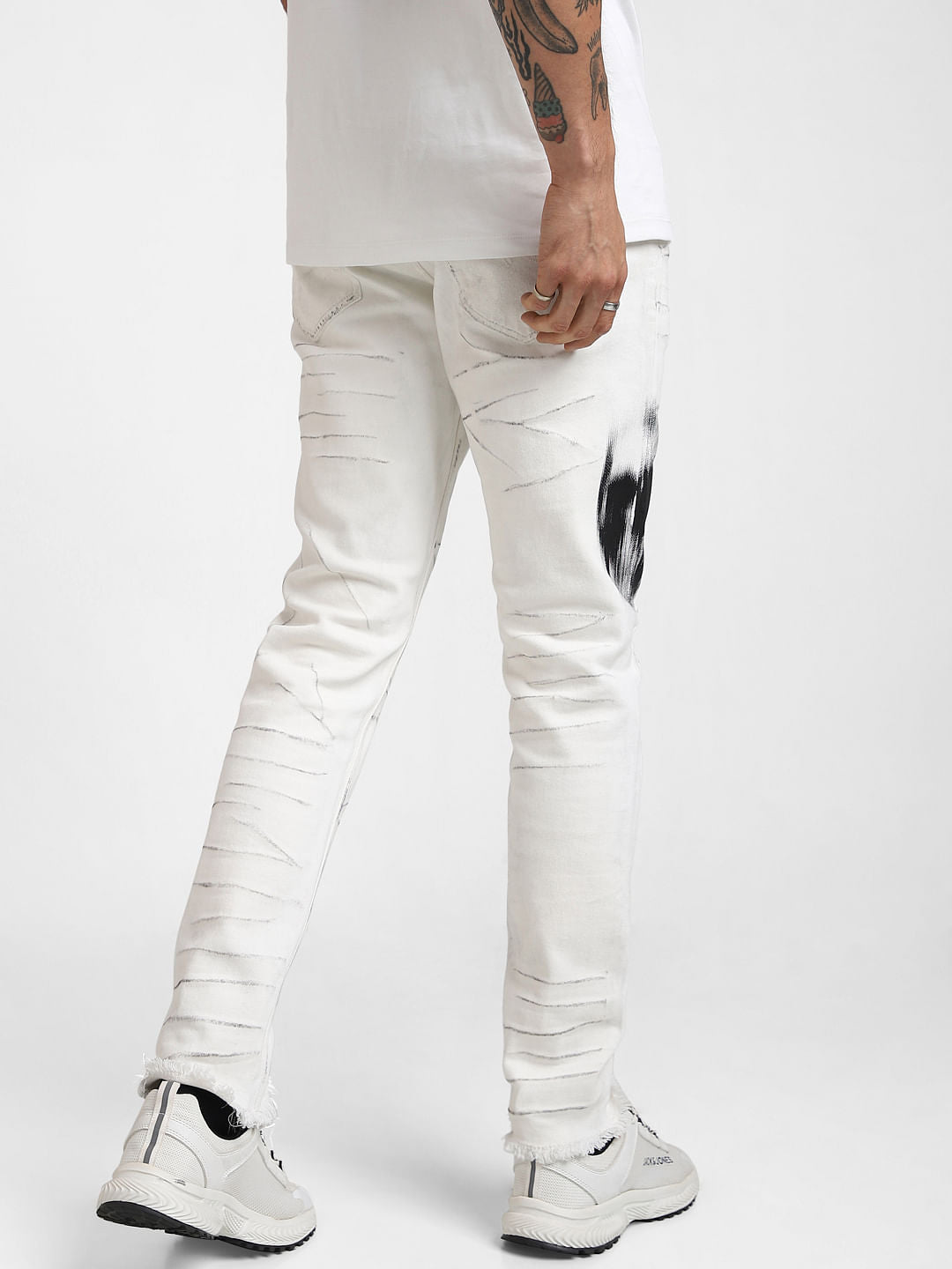 UNMATCHED by JACK&JONES White Cracking Effect Slim Fit Jeans