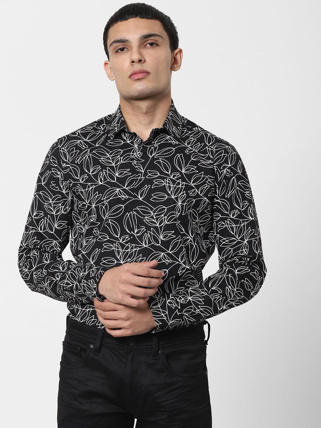 Black All Over Print Full Sleeves Shirt